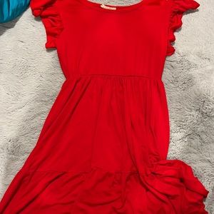 red flowy dress
